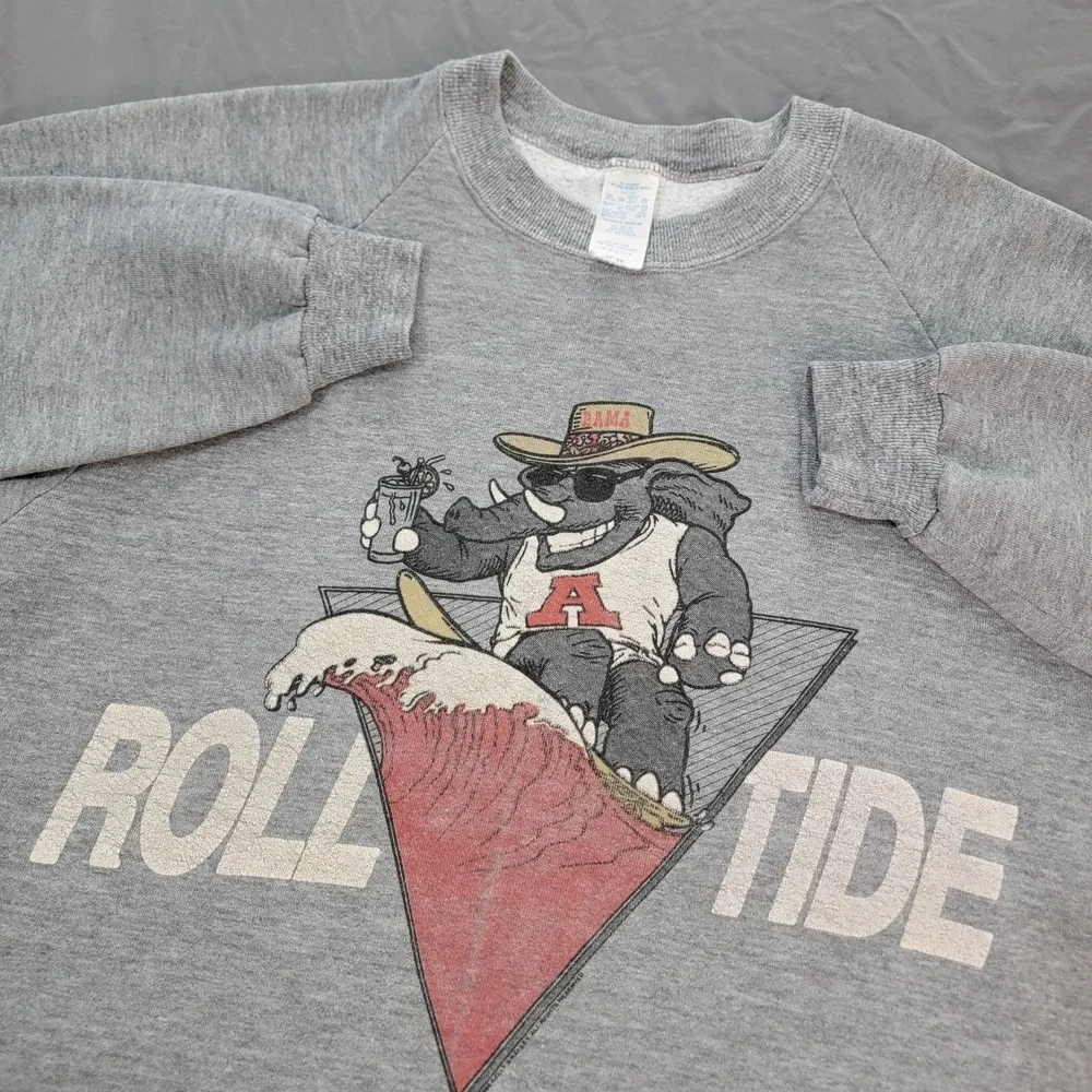 Vintage Alabama Crimson Tide Elephant Logo Crewneck Sweatshirt XL Big Al Wave